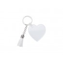 Acrylic Keyring W/ White Tassel (Heart, 5*5*0.4cm)(10/pack)